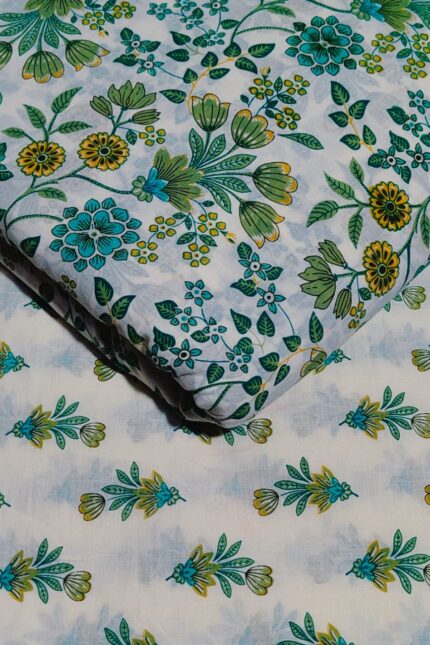 Olive green printed fabric
