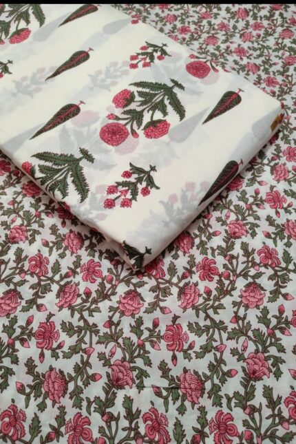 White printed fabric