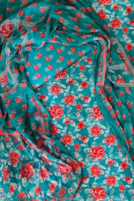 Sea green printed fabric