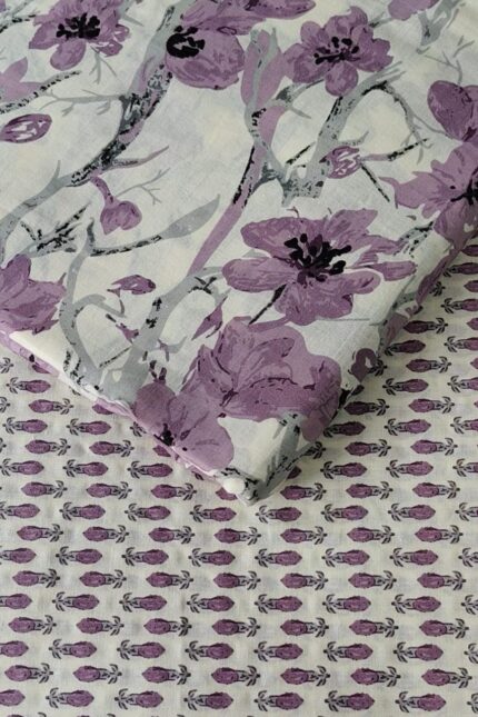 White printed fabric