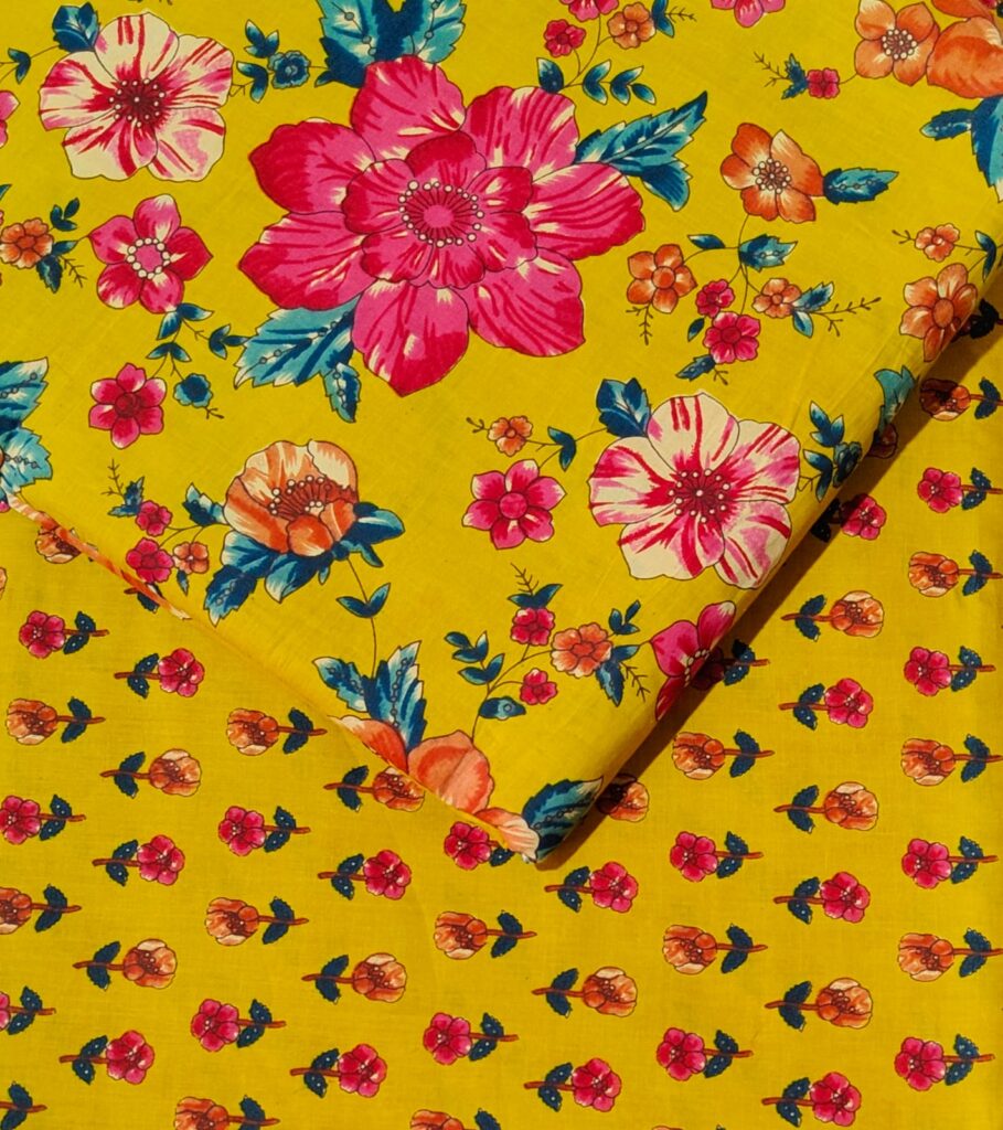 White printed fabric